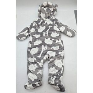 Simple Joys By Carters Baby Hooded Fleece Onesie With Animal Print - 3-6M